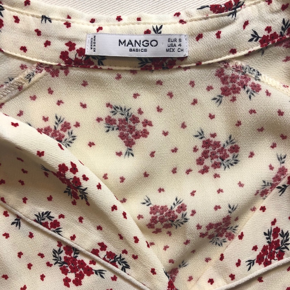 Mango Floral Button-Down Collared Blouse Size 4 - image 3